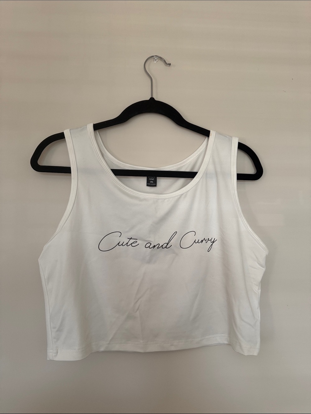 SHEIN White "Cute and Curvy" Crop Tank